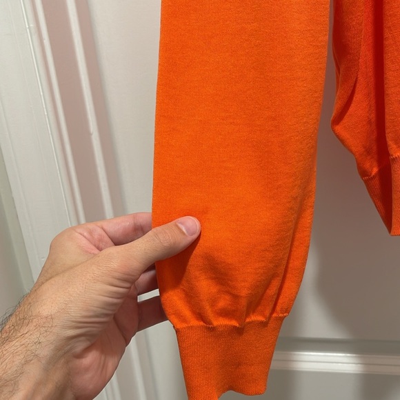 Paul Stuart Polo Long Sleeve Size Large Made in Italy Orange Sportswear - Picture 10 of 16